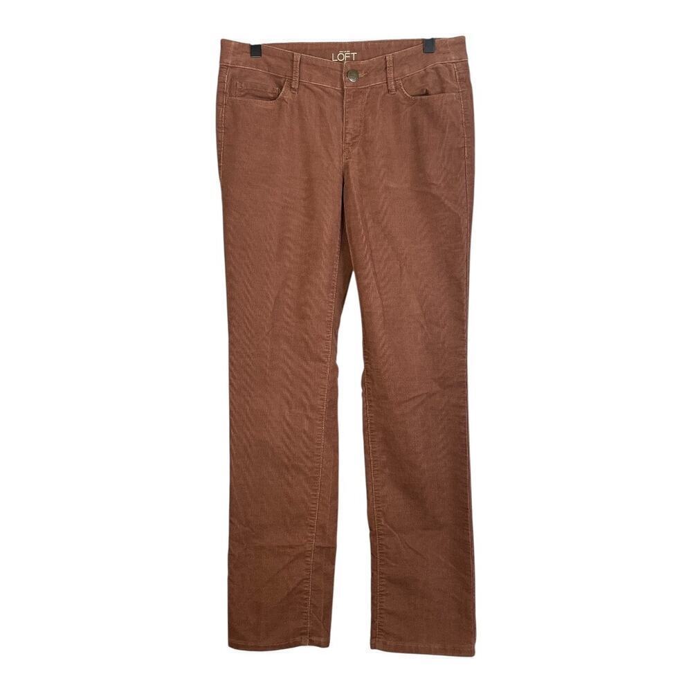 LOFT Curvy Straight Corduroy Rust Orange Pants Women’s Size 27